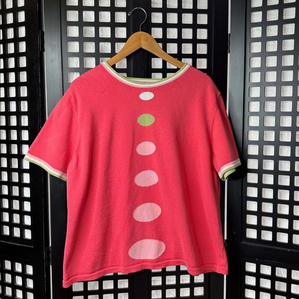 🩷 Hampshire Studio 3X Pink Polka Dot Crew Neck Sweater Pullover 🩷 - Picture 7 of 16